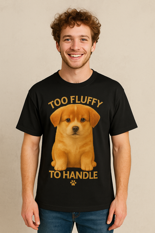 Too Fluffy to Handle – Oversized Cute Puppy Graphic Tee